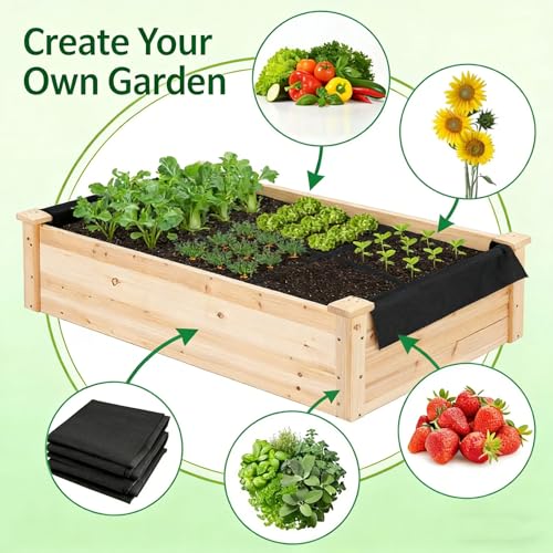 63x114 inch Raised Garden Bed Liner, Non Woven Fabric Liner for Large Veg Trough, Backyard, Patio, Balcony with Bed Liner ，Cuttable Plant Liner with Soil Containment & Water Drainage