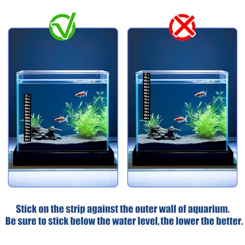 AQUANEAT 6 PCS Aquarium Thermometer Strips, Fish Tank Thermometer Sticker, Terrarium Water Temperature Test (5.13" x 0.71") - size: 5.13" x 0.71"