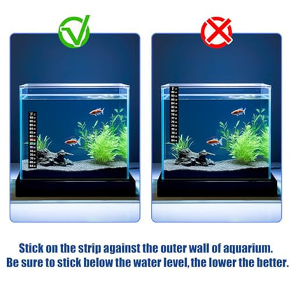 AQUANEAT 6 PCS Aquarium Thermometer Strips, Fish Tank Thermometer Sticker, Terrarium Water Temperature Test (5.13" x 0.71") - size: 5.13" x 0.71"