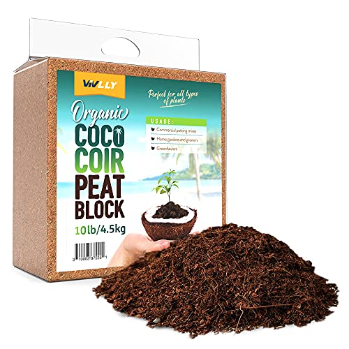 Coco Coir Brick 10 LB - Premium Compressed Coconut Fiber Block for Indoor Plants, Seed Starting & Hydroponics - Low Salt Triple Washed - Expands to 75 Quarts - 100% Natural Peat Alternative