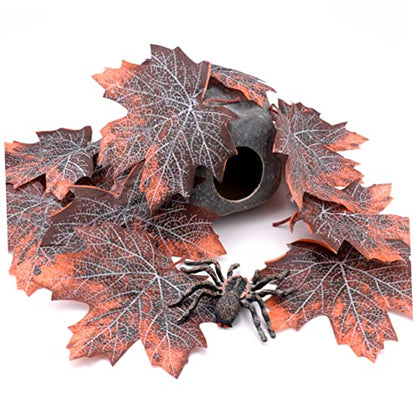 Abaodam 12pcs Maple Leaf Litter for Reptile Habitat Reusable Pet Cage Decor for Snakes Lizards Frogs Terrarium Accessories