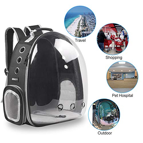 Cat Backpack Carrier, Pet Backpack, Breathable Cat Dog Space Capsule Backpack, Airline-Approved for Small Cats Dogs Birds Bunny Travel Hiking - color: BUBBLE-BK