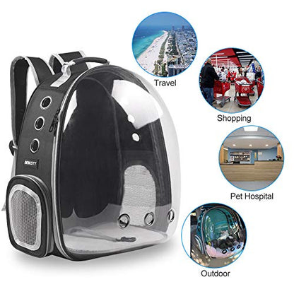 Cat Backpack Carrier, Pet Backpack, Breathable Cat Dog Space Capsule Backpack, Airline-Approved for Small Cats Dogs Birds Bunny Travel Hiking - color: BUBBLE-BK