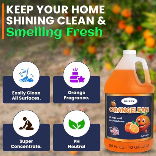 Multi Purpose Cleaner Pet Odor eliminator 64oz - Concentrate MAKES 32 GALLON - MADE IN USA- pH Neutral - Strong Floor Cleaner Odor eliminator - Stain Remover Cleaner & Deodorant (64 Fl Oz, Orangelean)