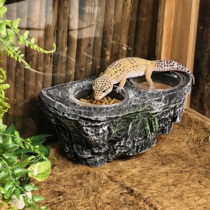 Tfwadmx Magnetic Reptile Feeder Ledge, Gecko Feeder Ledge with 6 Cups Reptile Feeding Bowls Food Dish Water Bowl Tank Accessories for Lizards Chameleons Frog(Grey) - color: Grey