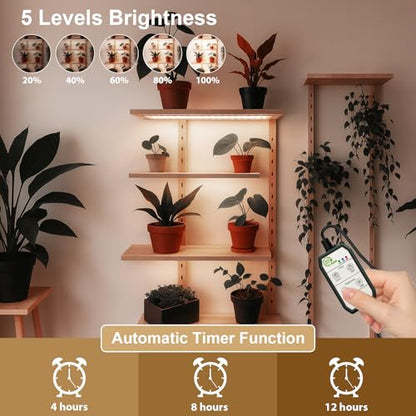 GHodec 40W Panel Grow Lights for Indoor Plants,544LEDs Full Spectrum Grow Lights for Under Cabinet Plant, Grow Lamp with 4/8/12H Timer,5 Dimmable Levels for Plants Growing (4Pack) - size: 4Pack