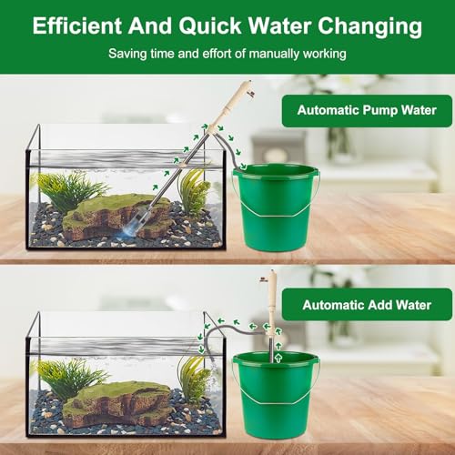 Aquarium Gravel Cleaner Kit, Electric Fish Tank Cleaning Tools with Strong Suction, Multifunction Automatic Aquarium Vacuum Cleaner for Wash Sand, Water Changing (Adjustable Length)