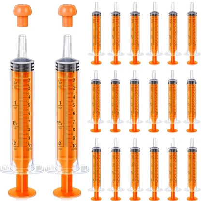 TrelaCo 20 Pack 10ml Oral Syringes with Cap for Liquid Plastic Syringe Without Needle Measuring Dispensing Tools Individually Sealed for Pets Feeding Lab Sample Injection(Orange) - size: Orange
