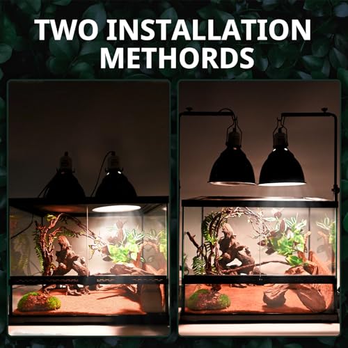 Reptile Light Fixture 2 Pack 7.5Inch Deep Dome Lamp Fixture,Optical Reflection Reptile Heat Lamp Bulb Lampshade for Bearded Dragon, Turtle, Snake and Lizard Terrarium - size: 7.5inch 2Pack