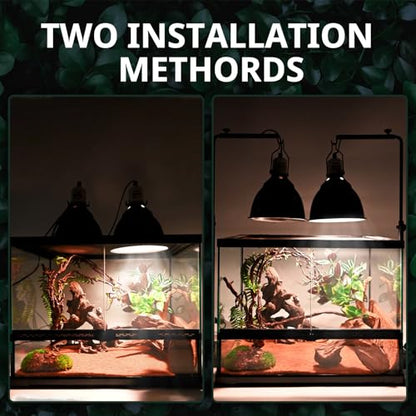 Reptile Light Fixture 2 Pack 7.5Inch Deep Dome Lamp Fixture,Optical Reflection Reptile Heat Lamp Bulb Lampshade for Bearded Dragon, Turtle, Snake and Lizard Terrarium - size: 7.5inch 2Pack