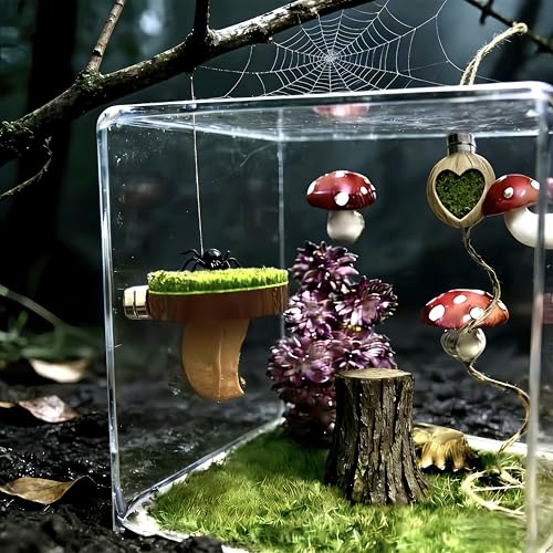 2pcs Jumping Spider Hideout,Accessories Enclosure,Magnet Hidden,Climbing Platform, Hiding Habitat from Natural Materials,Suitable for Small Insects