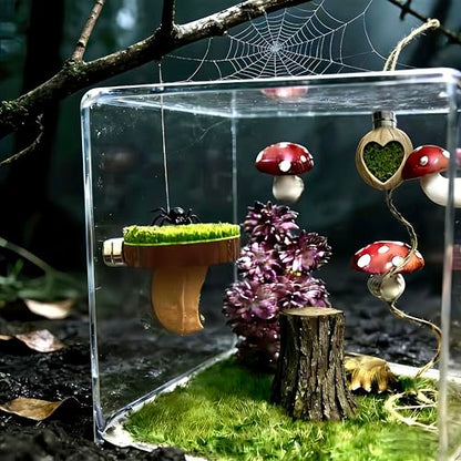 2pcs Jumping Spider Hideout,Accessories Enclosure,Magnet Hidden,Climbing Platform, Hiding Habitat from Natural Materials,Suitable for Small Insects