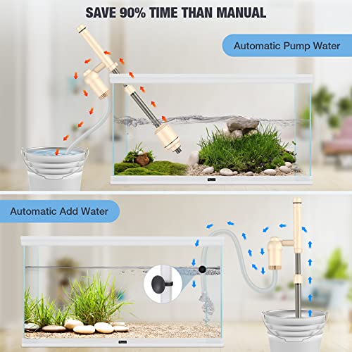 AKKEE Aquarium Vacuum Gravel Cleanater Shower and Water Circulation, Beige