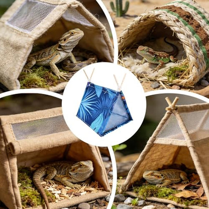 Bearded Dragon Tent Bed | Portable Comfortable Habitat Shelter,Reptile Lizard Hideouts Tent - for Terrarium Home Leopard Gecko Lizard Tortoise Snake Small Animals Bird Ferret Guinea Tarantula