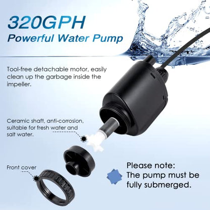 AQQA 6-in-1 Electric Aquarium Gravel Cleaner, 320GPH 20W Fish Tank Vacuum | Water Changing, Sand Washing, Filtering & Water Circulation Multi-function Cleaning Tool, Adjustable Length, Easy Operation - size: 6-in-1 Aquarium Gravel Cleaner