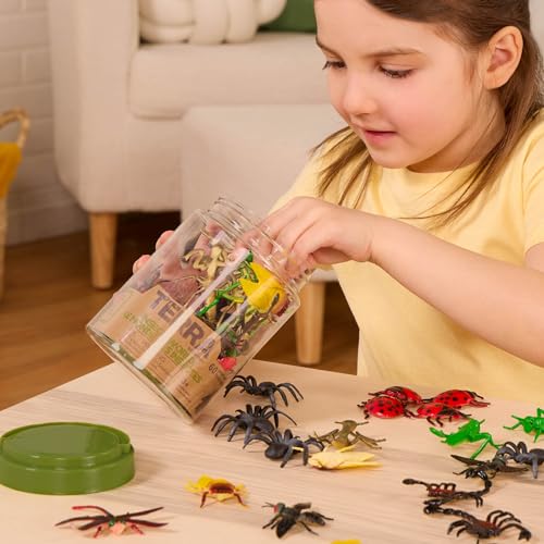 Terra by Battat Insect World Bug Toys, 60 Mini Figures in Tube, Insects | 60-Piece Set with 12 realistic bug designs including ants, spiders, scorpions, dragonflies, and more in a tube, 3+ Years - style: 60pcs Insects & Bugs