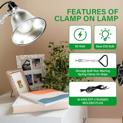 Simple Deluxe Clamp Lamp Light Socket with 5.5 Inch Aluminum Reflector, Suit for Max 60 Watt Lamp (No Bulb Included) with 18/2-Gauge 6 Feet Cord, 4-Pack - size: 5.5 Inch (60 Watts), style: 4-Pack