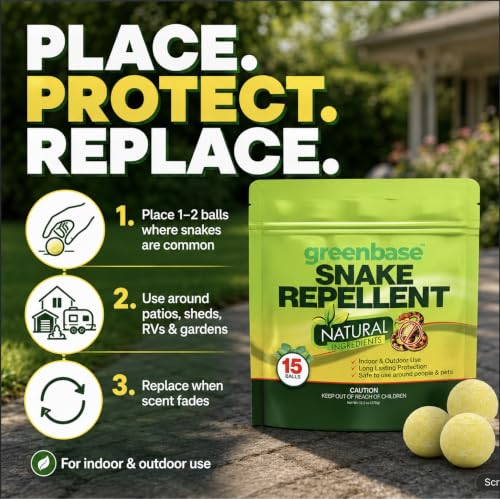 Natural Snake Repellent for Yard Powerful Pet Safe,Moth Balls for Home Lawn Garden Camping Fishing Home to Repels Snakes and Other Pests - 15 Pack