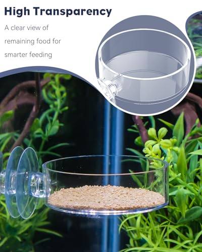 Pawfly Shrimp Feeding Dish with Suction Cup, Clear Acrylic Aquarium Shrimp Feeder Dish, Fish Feeding Tray for Freshwater and Saltwater Tanks
