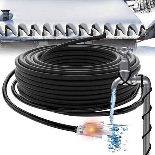 HEATIT JHSF1 Self-Regulating Heating Cable, Roof & Pipe Protection, 75FT | Pre-Assembled Heat Cable Prevents Roof Ice Dams and Pipe Freezing, Providing Automatic Winter Freeze Protection - color: 5W/FT, style: 75-Feet