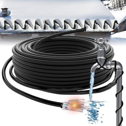 HEATIT JHSF1 Self-Regulating Heating Cable, Roof & Pipe Protection, 18FT | Pre-Assembled Heat Cable Prevents Roof Ice Dams and Pipe Freezing, Providing Automatic Winter Freeze Protection - color: 5W/FT, style: 18-Feet