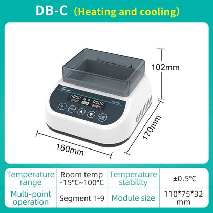 DB100C Dry Bath Incubator, 1.5ml x35 Programmable | Digital thermostatic block heater, heating&cooling, RT-15℃ to 100℃, 9 programs, timer,1.5ml block, for lab incubation - size: 1.5mlx35( Hot&Cold)