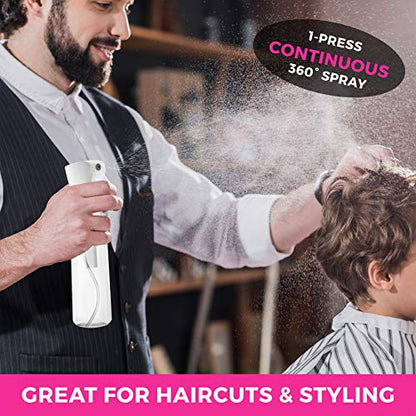 Hair Spray Bottle Continuous Water Mister Spray Bottle Empty Ultra Fine for Hair Styling, Pets, Plants, Cleaning, Misting & Skin Care, Salons, for Taming Hair in Morning, Curly Hair, Essential Oil Scents & More