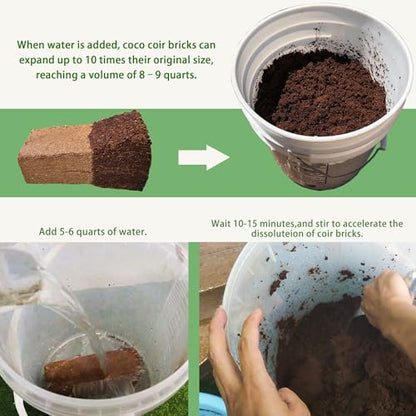 Coco Coir Brick for Organic Coconut Soil - 2 Pack With Low EC & PH Balance - High Expansion Fiber for Herbs & Flowers - Renewable Planting Medium - size: 2 Pack