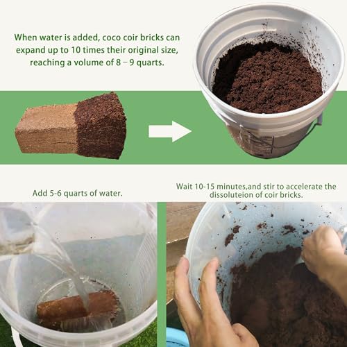 Coco Coir for Organic Coconut Coir- 12 Pack Coco Coir Brick- Coconut Soil with Low EC & PH Balance-Coco Fiber for Herbs& Flowers- High Expansion-Renewable Coco Soil for Planting - size: 12 Pack