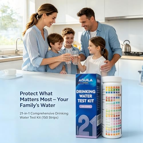 Drinking Water Test Kit 21 in 1, 150CT Water Testing Strips for Home Tap | Well Pool Fish Tank City Water Tester for Hardness, pH, Iron, Copper, Chlorine, Nitrite, Lead, Alkalinity, Flouride, & More