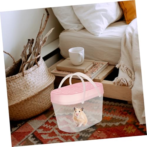 Kisangel 2pcs Portable Hamster Carriers and Plastic Reptile Containers Medium Size Pink Handheld Travel Cases for Small Pets Outdoor Use