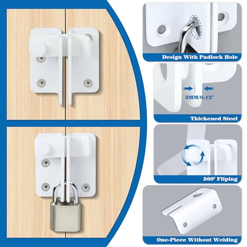 Alise Flip Latch,Gate Latches Slide Bolt Latch Safety Door Lock Catch for Barn Cabinet Pet Cage Wood Fence Bathroom Garage Window,SUS304 Stainless Steel Gate Hardware Locks,White Finish MS5009-W | SUS 304 Stainless Steel Door Latch Lock for Wooden Fence S