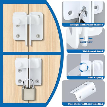 Alise Flip Latch,Gate Latches Slide Bolt Latch Safety Door Lock Catch for Barn Cabinet Pet Cage Wood Fence Bathroom Garage Window,SUS304 Stainless Steel Gate Hardware Locks,White Finish MS5009-W | SUS 304 Stainless Steel Door Latch Lock for Wooden Fence S