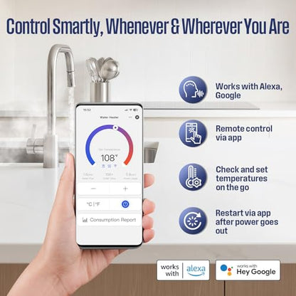 Westinghouse 6.5kW Tankless Water Heater Electric, 240V, Smart WiFi Control | Under Sink Water Heater Electric, Instant Hot Water Heater, Apolo Mini, Low Watt, Compatible with Kitchen, Sink, Gray - color: Gray 6.5