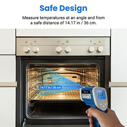 Etekcity Infrared Thermometer Laser Temperature Gun, -58°F~1130°F, Blue | Cooking, Pizza Oven, BBQ, Meat, Kitchen, Reptile, HVAC, Adjustable Emissivity, MAX Display, High Temperature - color: Arctic Blue, style: Advanced