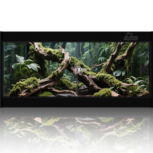20 Gallon PVC Reptile Enclosure, RepWild 24"x18"x12" Terrarium/Tank with Heavy-Duty Screen Top, Glass Sliding Doors & Lock for Bearded Dragons, Ball Python, Geckos, Lizards - size: 24"W x 18"D x 12"H
