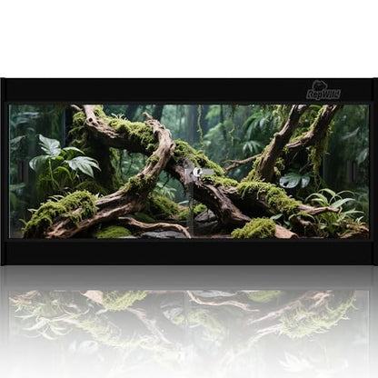 20 Gallon PVC Reptile Enclosure, RepWild 24"x18"x12" Terrarium/Tank with Heavy-Duty Screen Top, Glass Sliding Doors & Lock for Bearded Dragons, Ball Python, Geckos, Lizards - size: 24"W x 18"D x 12"H