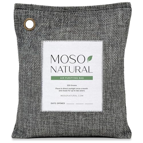 Moso Natural Air Purifying Bag 200g, Charcoal Odor Absorber, Car Odor Eliminator & Closet Deodorizer for Home & Pet, Lasts 2 Years, Unscented Bamboo Charcoal Bags, HGTV Editors' Pick - style: 200g (1 Pack)