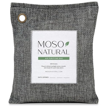 Moso Natural Air Purifying Bag 200g, Charcoal Odor Absorber, Car Odor Eliminator & Closet Deodorizer for Home & Pet, Lasts 2 Years, Unscented Bamboo Charcoal Bags, HGTV Editors' Pick - style: 200g (1 Pack)