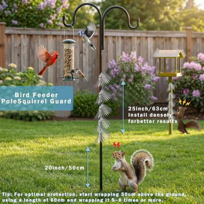 2m Anti-Bird/Squirrel Spikes & Squirrel Proof Baffle for Bird Feeders Pole | For Shepherd's Hooks, Outdoor Fence, Roofs, Tree & Drainpipes. Effectively Deterrent Pigeons, Raccoons, Snakes, Mice & Cats - size: Large-2M*10CM