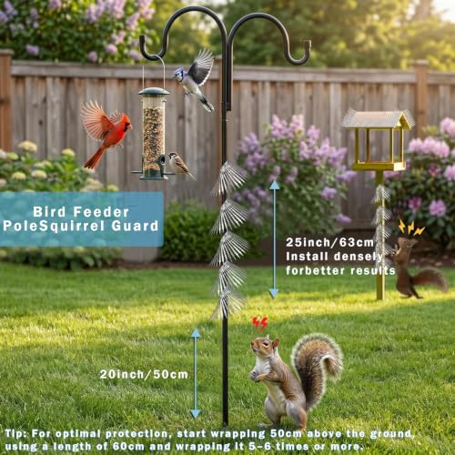 6m Anti-Bird/Squirrel Spikes & Squirrel Proof Baffle for Bird Feeders Pole | 4in Multi-Layer Barrier with 23 Prong,for Shepherd's Hooks/Fences/Roofs/Trees/Gutters&Downspouts,Repels Pigeons,Raccoons,Mice - size: Large-6M*10CM