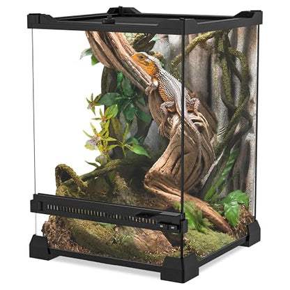 8" x 8" x 12" Mini Vertical Glass Reptile Terrarium | Front Opening & Fully Assembled Enclosure Tank for Crested Geckos, Tree Frogs, Tarantulas, Jumping Spiders & Tiny Reptiles - size: 8" x 8" x 12"