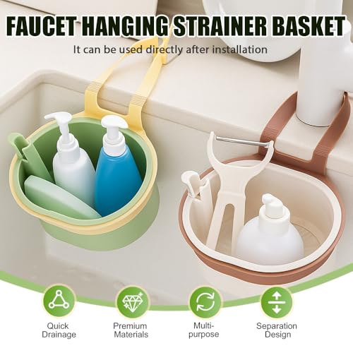 Hanging Sink Drain Basket for Kitchen, Sink Drain Basket Strainer with Hook, Multifunctional Kitchen Sink Filter Basket for Food Scraps, Fruit and Vegetable Washing, Kitchen Sink Organizer (Green) - color: Green