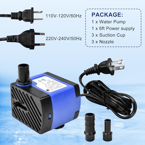 AC 110V Small Submersible Water Pump 92GPH 5W High Lift 2.79ft Mini Fountain Pump for Pet Fountain - color: 5w 350l/H