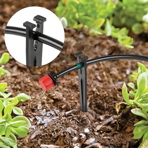 RedChili 100 Pack 1/4 Inch Drip Irrigation Support Stakes, Plastic, 5.68 Inch, Barb Connector, Ideal for 1/4-Inch Tubing, Indoor/Outdoor Use - size: 1/4" Stake