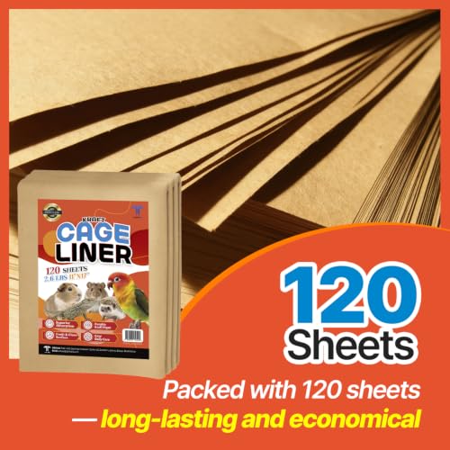 T TORTO9 Kraft Bird Cage Liners 11 x 17 Inch, 120 Sheets, Absorbent Paper Tray Liners for Large Bird Cages, Pre-Cut Disposable Cage Bottom Liners - size: 11 x 17 in kraft