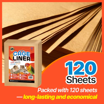T TORTO9 Kraft Bird Cage Liners 11 x 17 Inch, 120 Sheets, Absorbent Paper Tray Liners for Large Bird Cages, Pre-Cut Disposable Cage Bottom Liners - size: 11 x 17 in kraft
