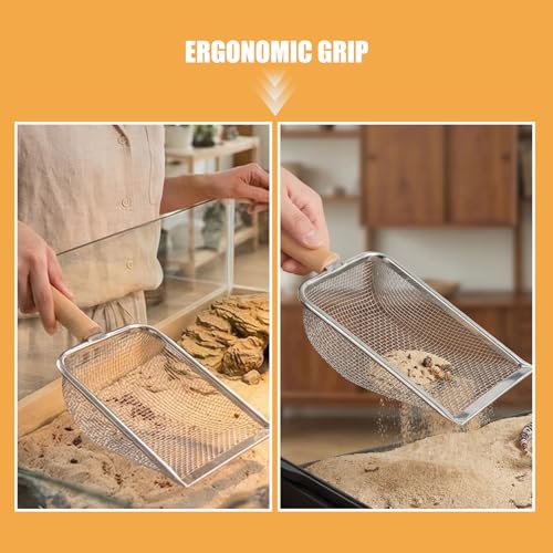 Reptile Litter Scoop, Poop Waste Scoop for Snakes, Turtles, Lizards, and Small Animals, Easy Clean Poop Shovel, Cat and Hamster Litter Removal,Hole Dia. 3.8x3.8mm