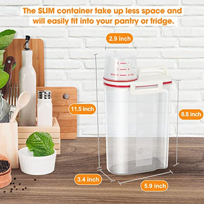 TBMax 2 Pack Rice Storage Containers 4 Lbs, Small Rice Dispenser with Measuring Cup, Cereal Containers Flour Bin, Kitchen Food Storage Container and Pantry Organizers, Pet Dog Cat Food Dispenser - color: Red & Red
