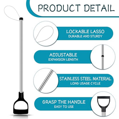 60"-99" Extra Long Animal Catch Pole,Wildlife Control Tool,Noose Holder Net Kit for Dogs Feral Cat Raccoons Hog Pig Fox Coyote Bulldog Wolf Goat Lizards Boar Bichon Calf Piglet Gator